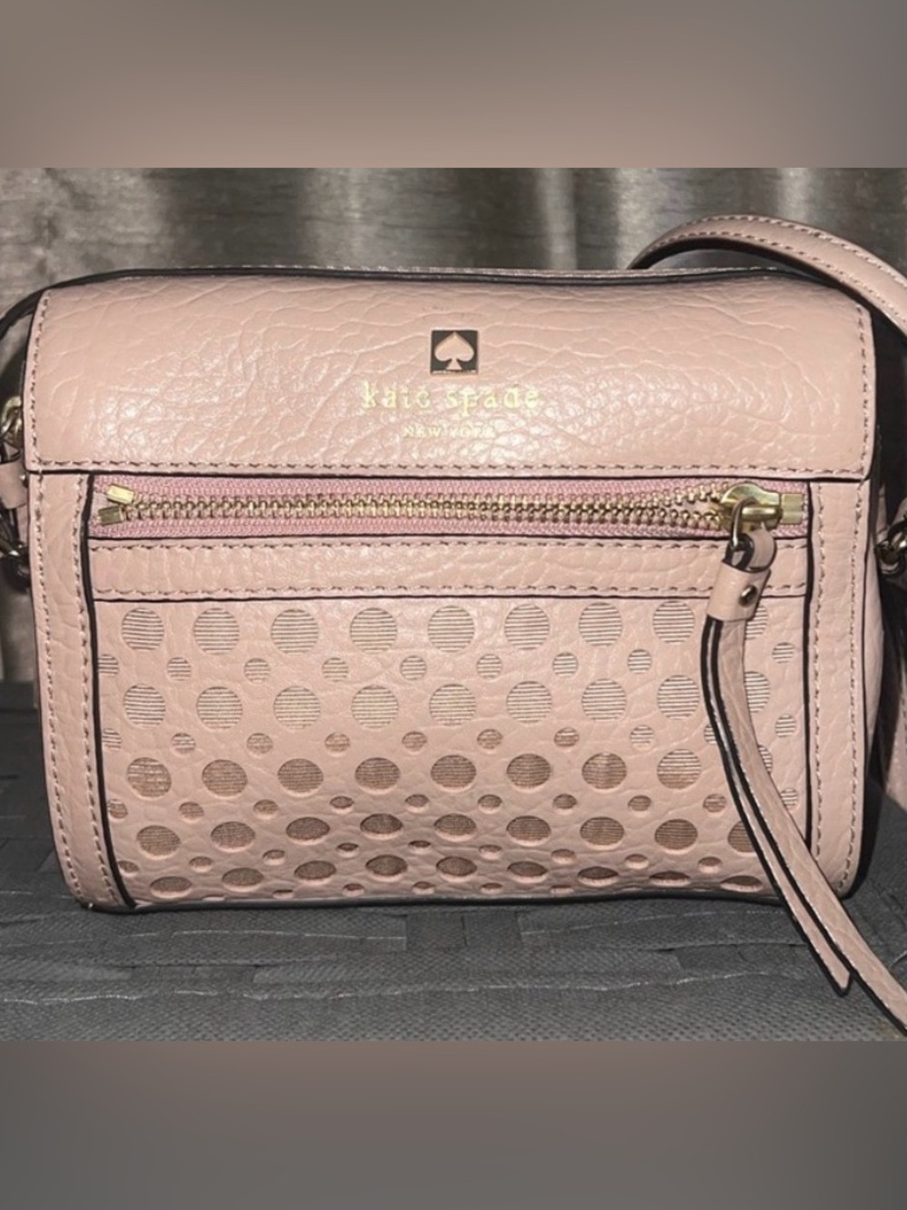 kate spade Blush Pink Perforated Leather Crossbody Bag
